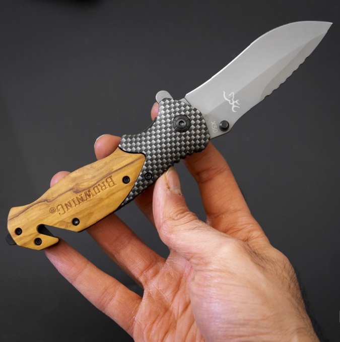 چاقو برونینگ دسته چوبی