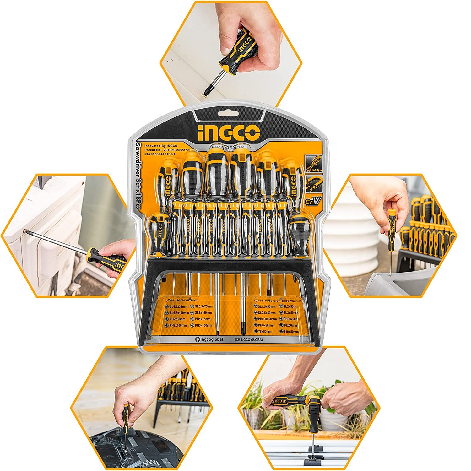 قیمت و خرید پیچ گوشتی اینکو مدل HKSD-1828 بسته 18 عددی